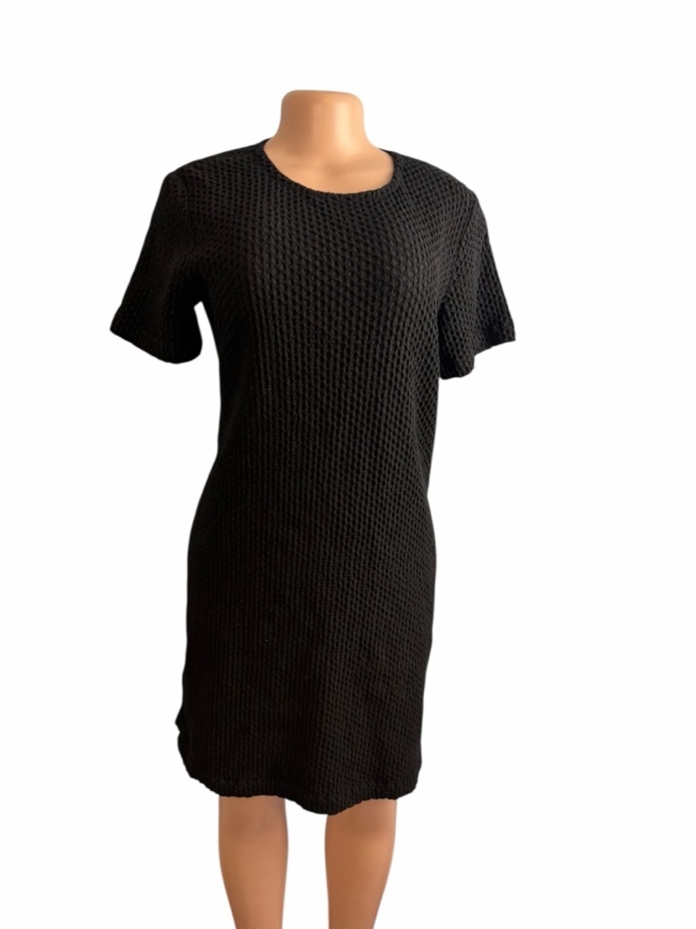 Eileen Fisher Classic Black Textured Short-Sleeve Dress